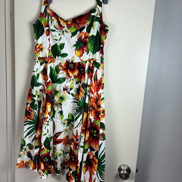 Hearts & Roses Princess Lilly Floral Rose Orange Green PinupRetro Swing Dress 12 - Picture 11 of 16